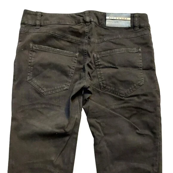 John Richmond X Black Cotton Ruched Cropped Skinny Pants Jeans Sz 38 NWT - Picture 5 of 11